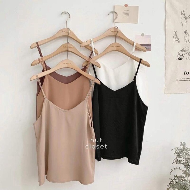 Áo 2 dây đũi lụa - áo hai dây thời trang nhiều màu cao cấp Nội y xanh chất siêu mát, co dãn, mầu đen trắng be xanh