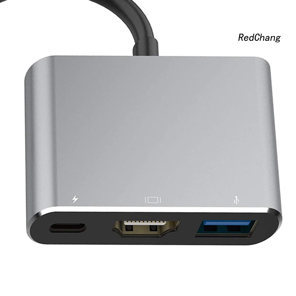 -SPQ- 3 in 1 Portable Type-C Male to USB-C USB 3.0 4K HDMI Female Hub Adapter Cable