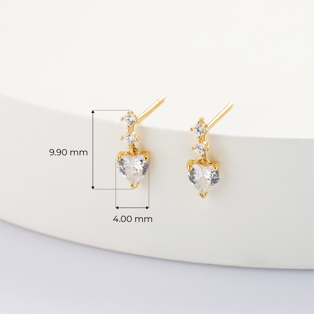 Bông Tai Vàng Vàng 10K Thiết Kế Dáng Rơi Đính Đá CZ Cao Cấp Lấp Lánh BTAM75 Huy Thanh Jewelry