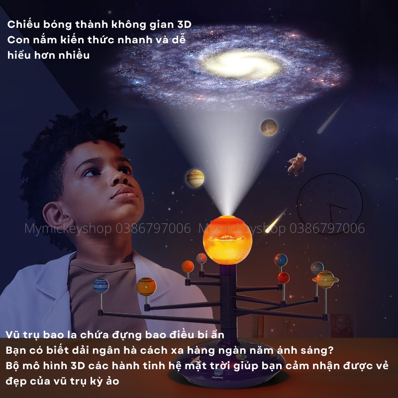Bộ đồ chơi mô hình lắp ráp 3D Topbright khoa học hệ mặt trời diy steam âm thanh chiếu bóng pin Science Can Solar System
