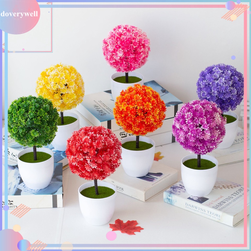 Chậu cây bonsai giả nhiều màu sắc trang trí văn phòng