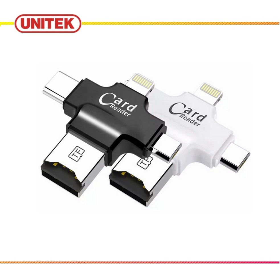 Đầu đọc thẻ đa năng 4 in 1 (OTG, USB, TYPE - C, IOS) dùng cho iOS - Android - PC- Macbook