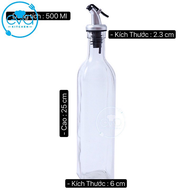 Combo 2 Chai Thuỷ Tinh Vuông Rót Gia Vị Rót Dầu OiL Can 500 ml Và 1000 Ml