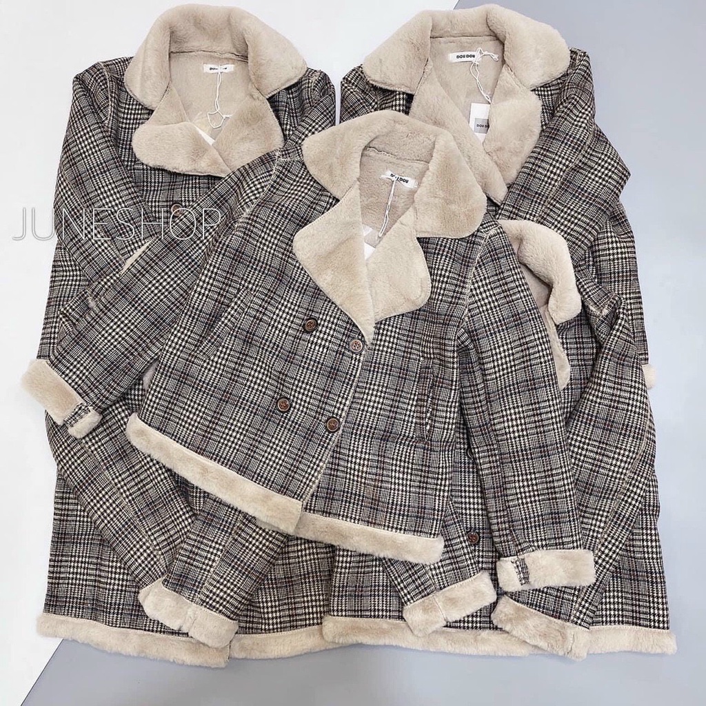 Áo Khoác Da Lộn Kẻ Lót Lông Freesize Siêu Dày Chamia | BigBuy360 - bigbuy360.vn