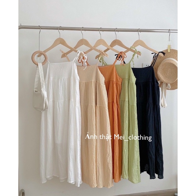 [Ảnh thật/video] Đầm maxi 2 lớp/ Váy 2 dây babydoll chất xốp không nhăn Ulzzang