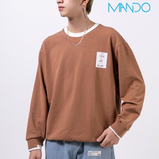 Áo nỉ nam dài tay cổ tròn chất liệu nỉ cotton form dáng rộng thời trang MANDO NDN013