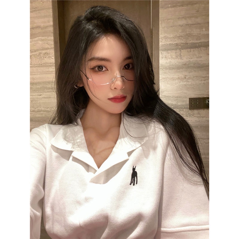 Áo Thun Croptop Cổ Polo Ngắn Tay Thêu Họa Tiết Thời Trang Mùa Hè Hàn Quốc Dành Cho Nữ 2021 | BigBuy360 - bigbuy360.vn