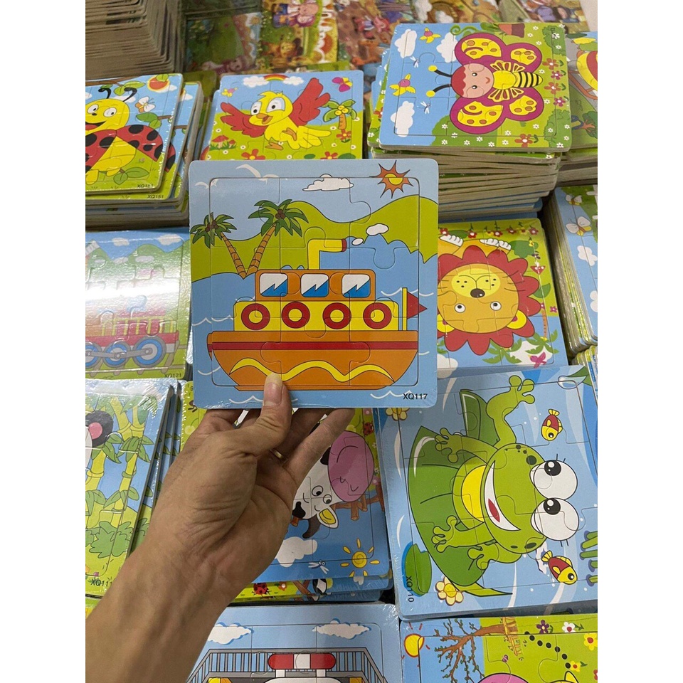Đồ chơi xếp hình lắp ráp tranh ghép gỗ 9 mảnh hơn 20 mẫu ngộ nghĩnh