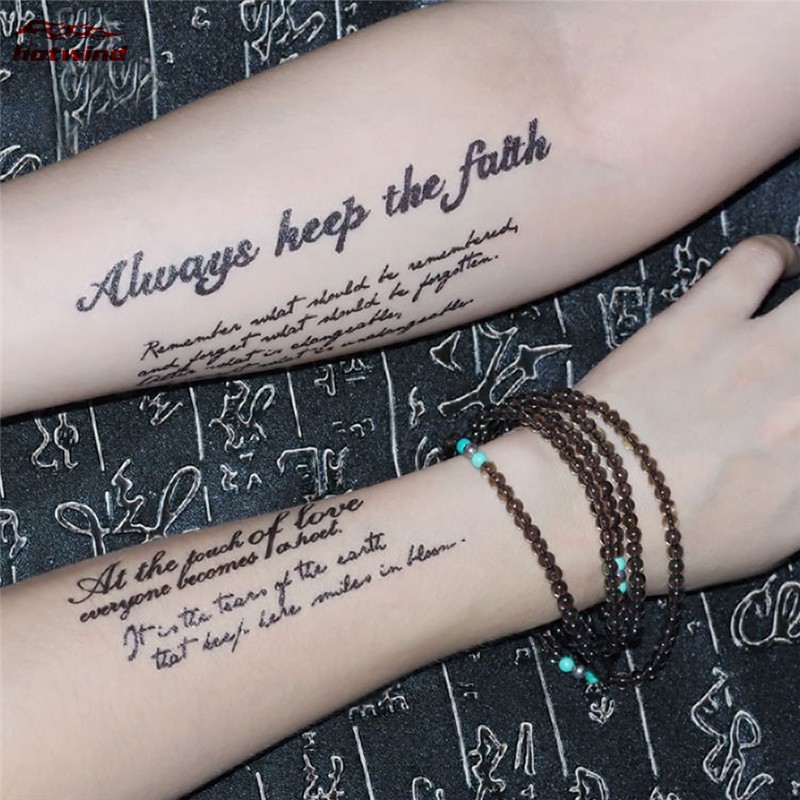 Tấm hình xăm dán in chữ độc đáo tẩy được