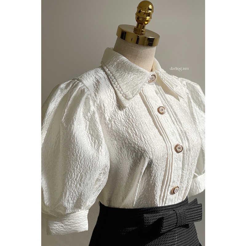 DARLING.ISM - Áo kiểu nữ tay phồng hai cổ Rosa shirt vải gấm