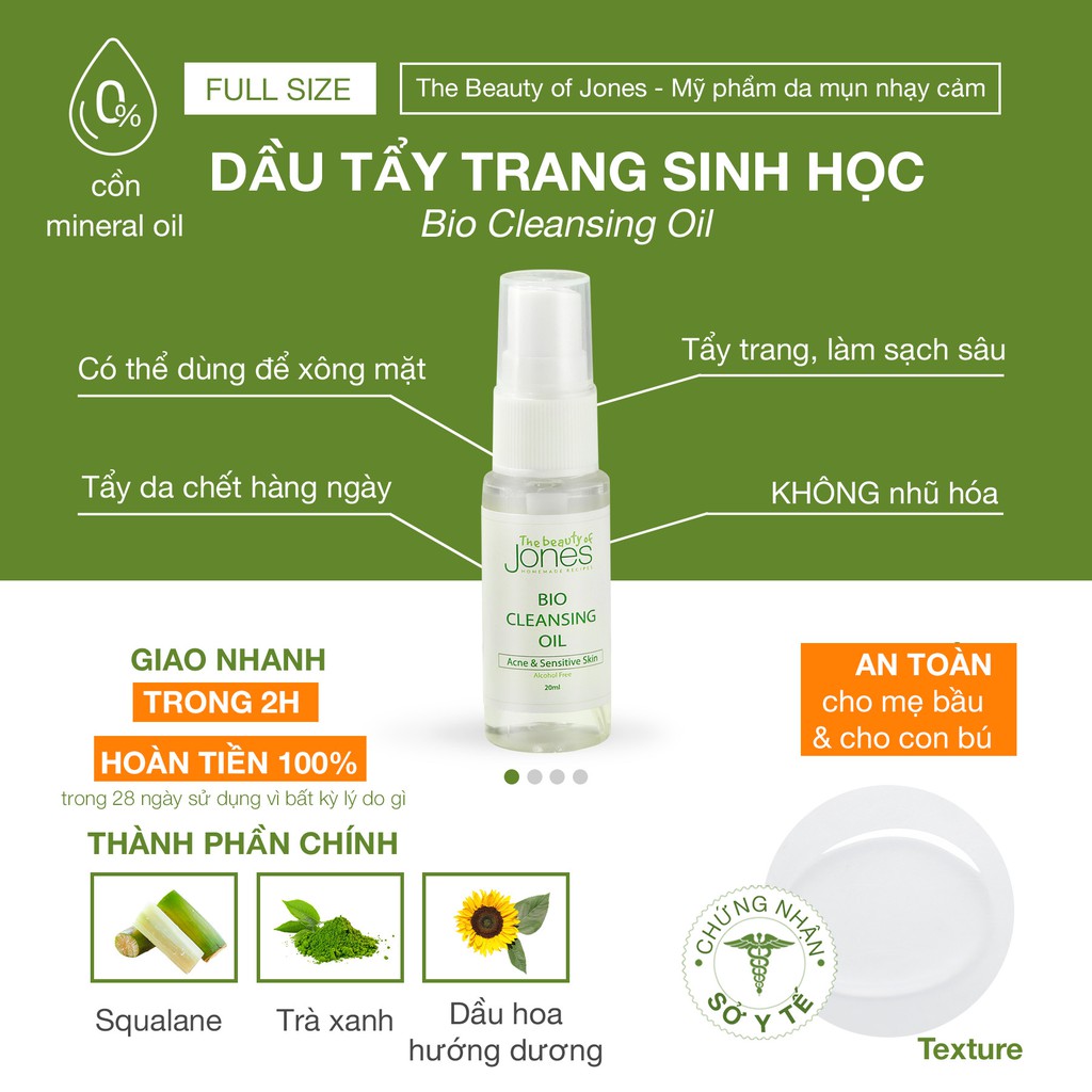 Sample Dầu tẩy trang sinh học da mụn nhạy cảm từ Squalane The Beauty of Jones | BigBuy360 - bigbuy360.vn