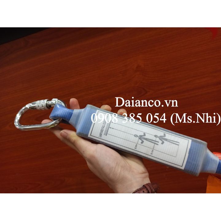 Dây an toàn toàn thân 02 móc nhôm dây bẹ có hộp giảm sốc- Hình thật