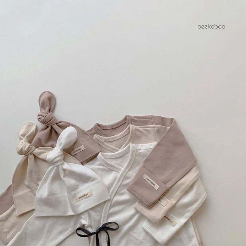 Set sơ sinh kèm nón Modal #peekaboo cho bé trai/bé gái từ 0-3m