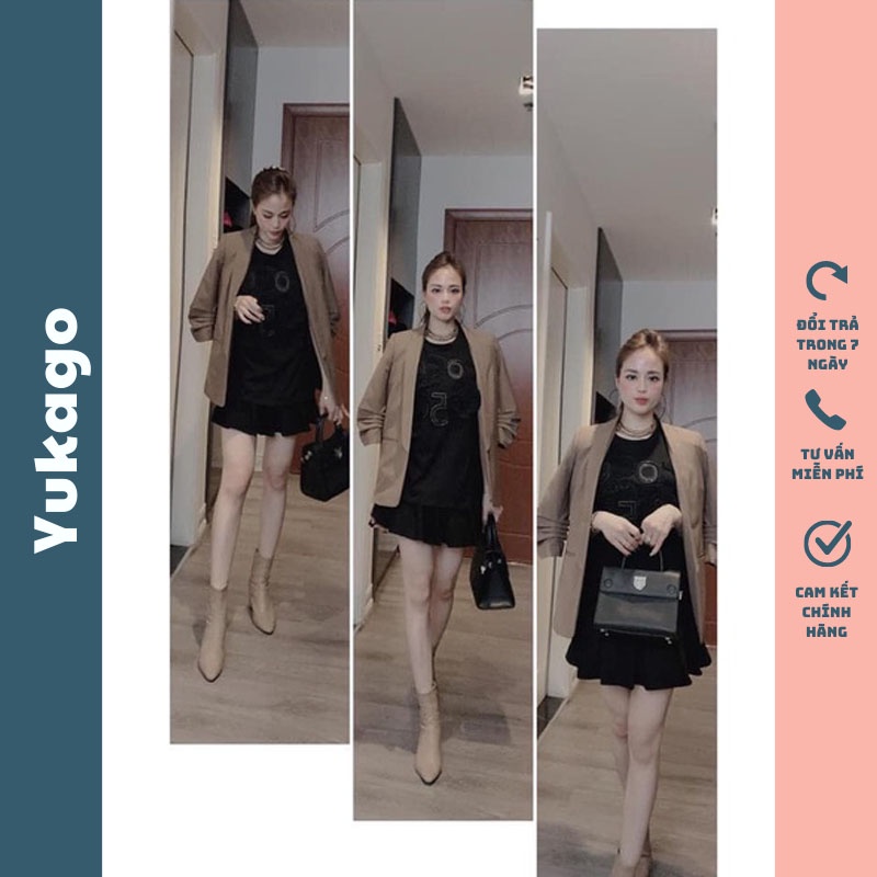 Áo blazer nữ công sở 2 lớp xuông dài tay phong cách Hàn Quốc YUKAGO TQ65622G