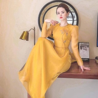 Áo dài thiết kế chất tơ 4 tà