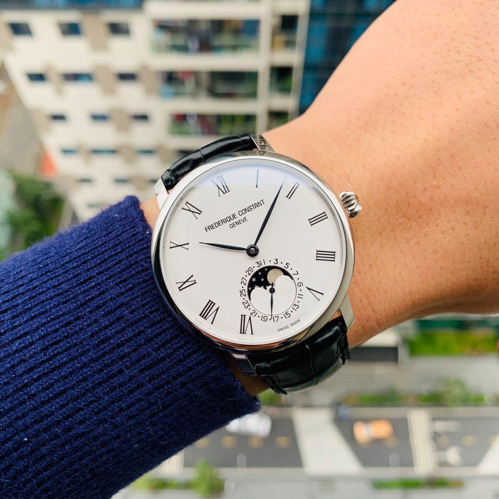 Đồng hồ nam chính hãng Frederique Constant MoonPhase White 705WR4S6 - Máy cơ tự động - Kính Sapphire