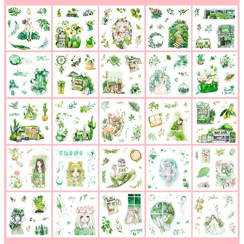 Sticker Cổ Trang  Dễ Thương Cute Dùng Trang Trí Sổ Tay Vở Góc Học Tập Mũ Bảo Hiểm Siêu Xinh Stickers 7.5cm x 7.5cm