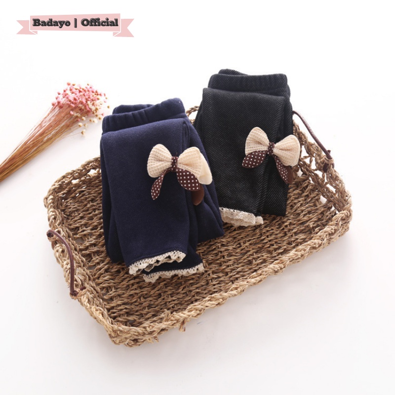 Quần legging lót lông giả bò cho bé gái gắn nơ dễ thương thời trang trẻ em BADAYO SA1702