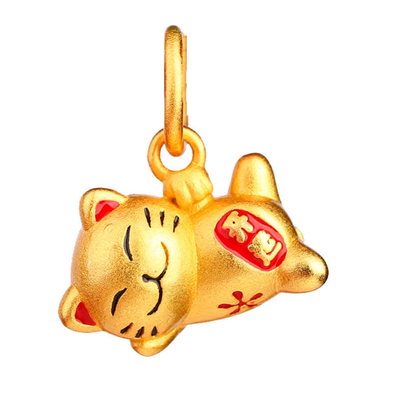 Mặt Dây Chuyền Hình Mèo May Mắn Tráng Men Màu Sắc Vàng Chống Dị Ứng Dùng Làm Trang Sức diy