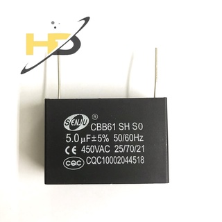 Linh Kiện Điện Tử, Tụ Khởi Động Quạt CBB61 450V 5uF Chân Hàn ( Mới)