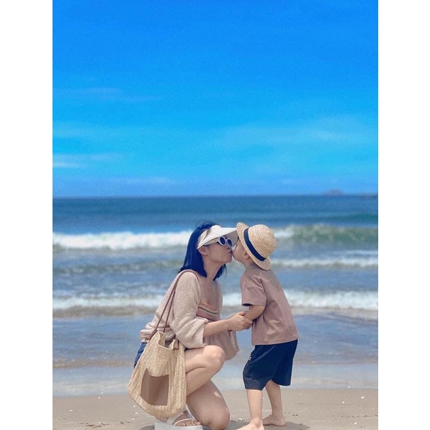 Túi Làn Cói Mềm 2 Quai Kèm Ví Da 7045#
