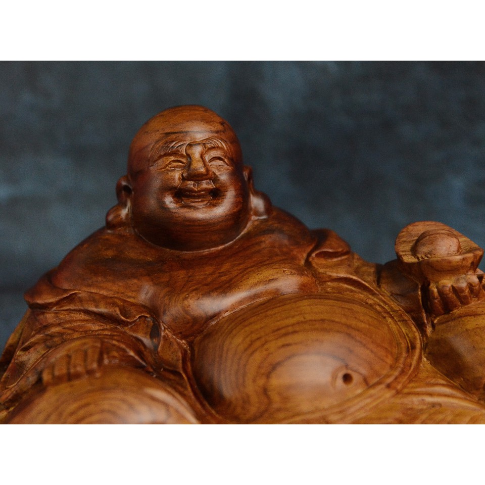 Tượng Phật Di Lặc gỗ cẩm lai để taplo xe ô tô, để bàn làm việc MP03