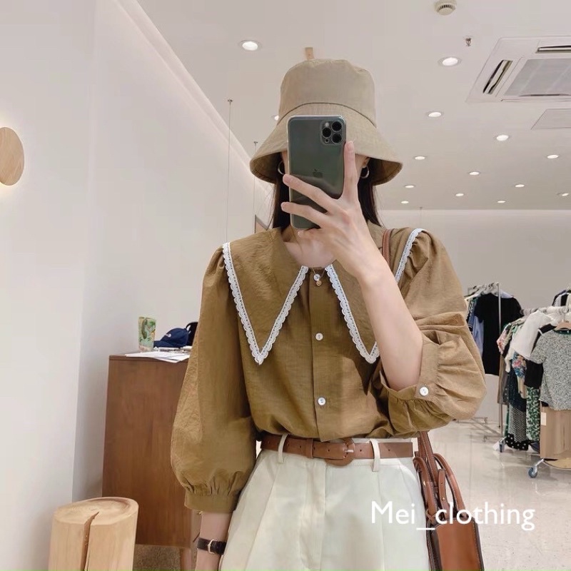 [Ảnh thật/sẵn] Áo sơmi MISA tay lửng nhiều màu thiết kế cổ bèo viền vintage A42