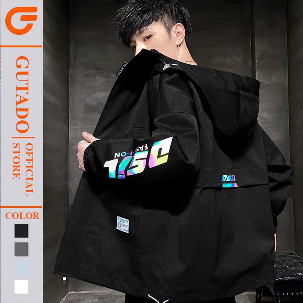 Áo khoác bomber chất dù phản quang Gutado thể thao thời trang nam nữ unisex phong cách Hàn quốc