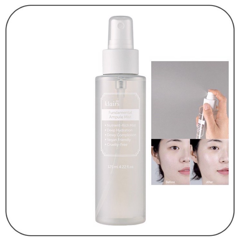 Xịt Khoáng Dưỡng Ẩm, Làm Dịu Da, Chống Oxy Hóa Klairs Fundamental Ampule Mist 125ml