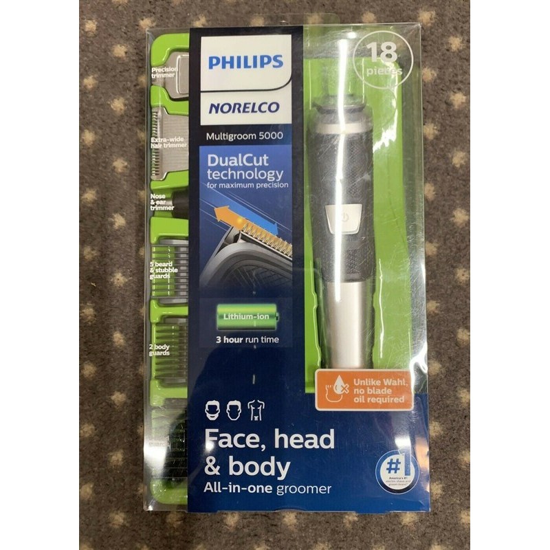 Philips Norelco 5000 MG-5750 hoặc MG-5910 - Tôngđơ đa năng Philip Multigroom 5000/ 18 pieces cắt tỉa râu, tóc, lông mũi