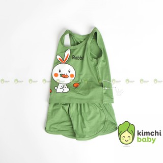 Bộ ba lỗ bé trai, bé gái kimchibaby vải thun lạnh họa tiết động vật đáng - ảnh sản phẩm 2