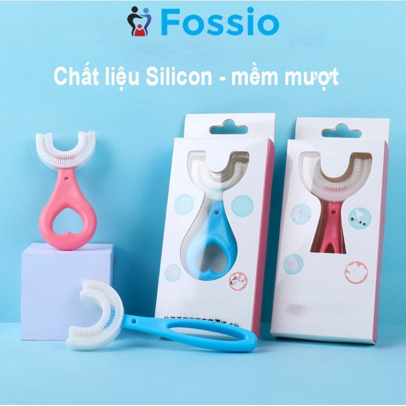 Bàn Chải Đánh Răng Chữ U, Bàn Chải Silicon Cho Bé Cùng Kem Đánh Răng Tạo Bọt Nuốt Được, Shop Bố Mốc