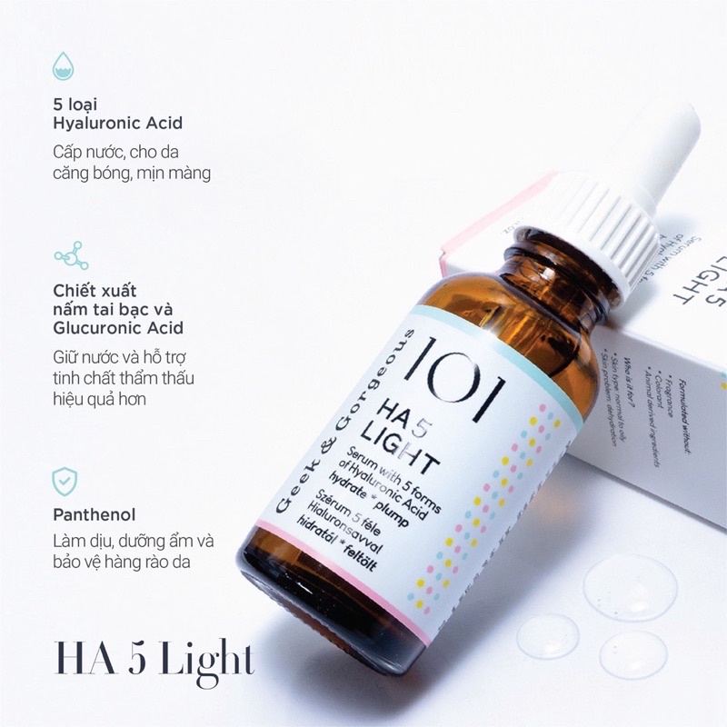 Tinh chất cấp nước dịu nhẹ HA 5 Light và HA Rich chứa 5 loại Hyaluronic Acid