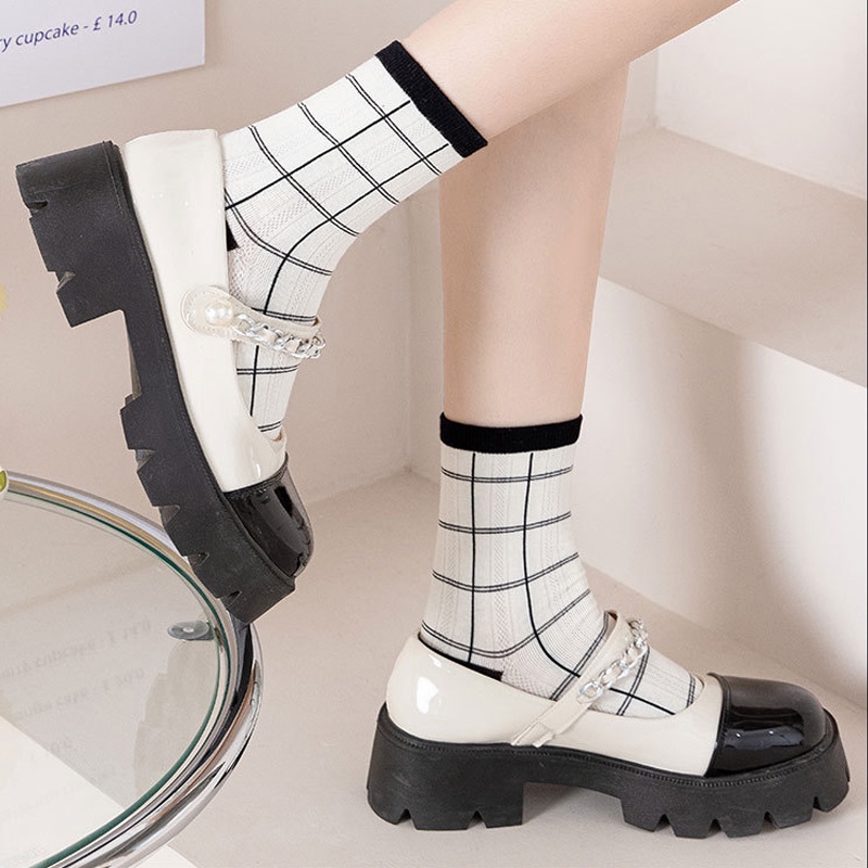 Tất vớ cổ cao nữ trắng phong cách Nhật Hàn chất dệt kim mềm mại co giãn thấm hút mồ hôi phối đồ cực đỉnh HANASO TD046