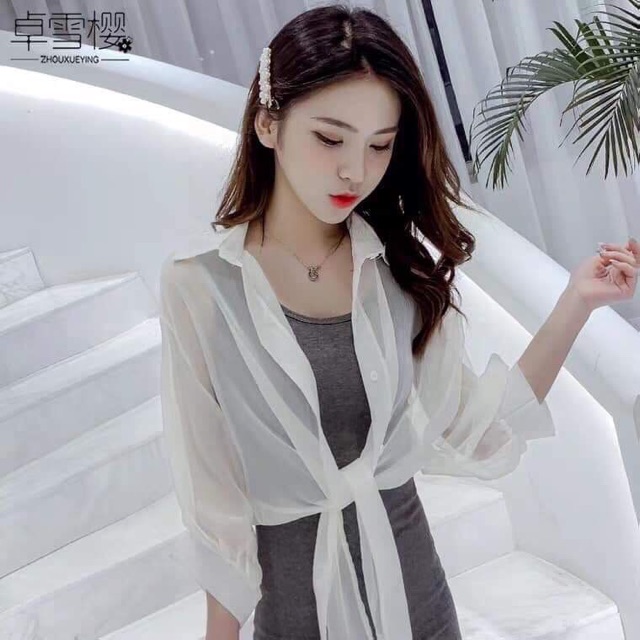 Áo sơ mi giấy from rộng tay dài - áo khoác ngoài voan lụa mềm ( kèm ảnh thật ) mãu 3 | BigBuy360 - bigbuy360.vn