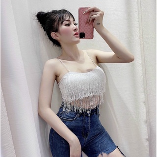 Áo croptop 2 dây tua rua(có mút ngực)
