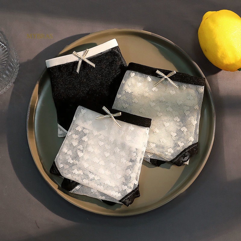 Quần Lót Lưng Vừa Siêu Mỏng Phối Ren Trong Suốt Chống Vi Khuẩn Thoáng Khí Cho Nữ