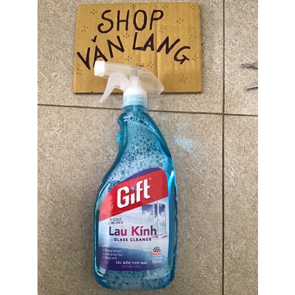Nước lau kính Gift 580 ml xanh biển tươi mát sạch không tì vết
