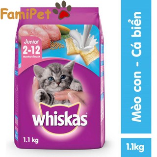 Hạt Thức Ăn Khô Cho Mèo Con Whiskas 1.1kg Vị Cá Biển Và Sữa