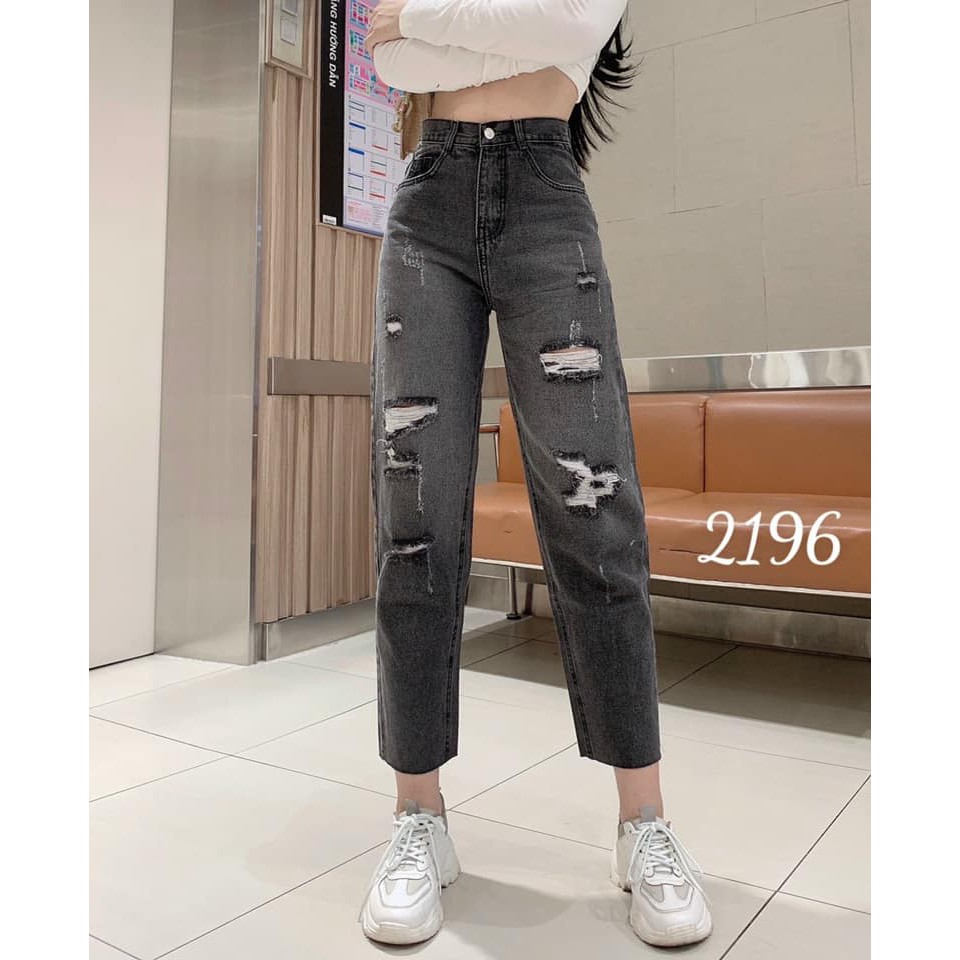 Quần Jean Baggy Xám Rách Big Size (60-85kg) | BigBuy360 - bigbuy360.vn
