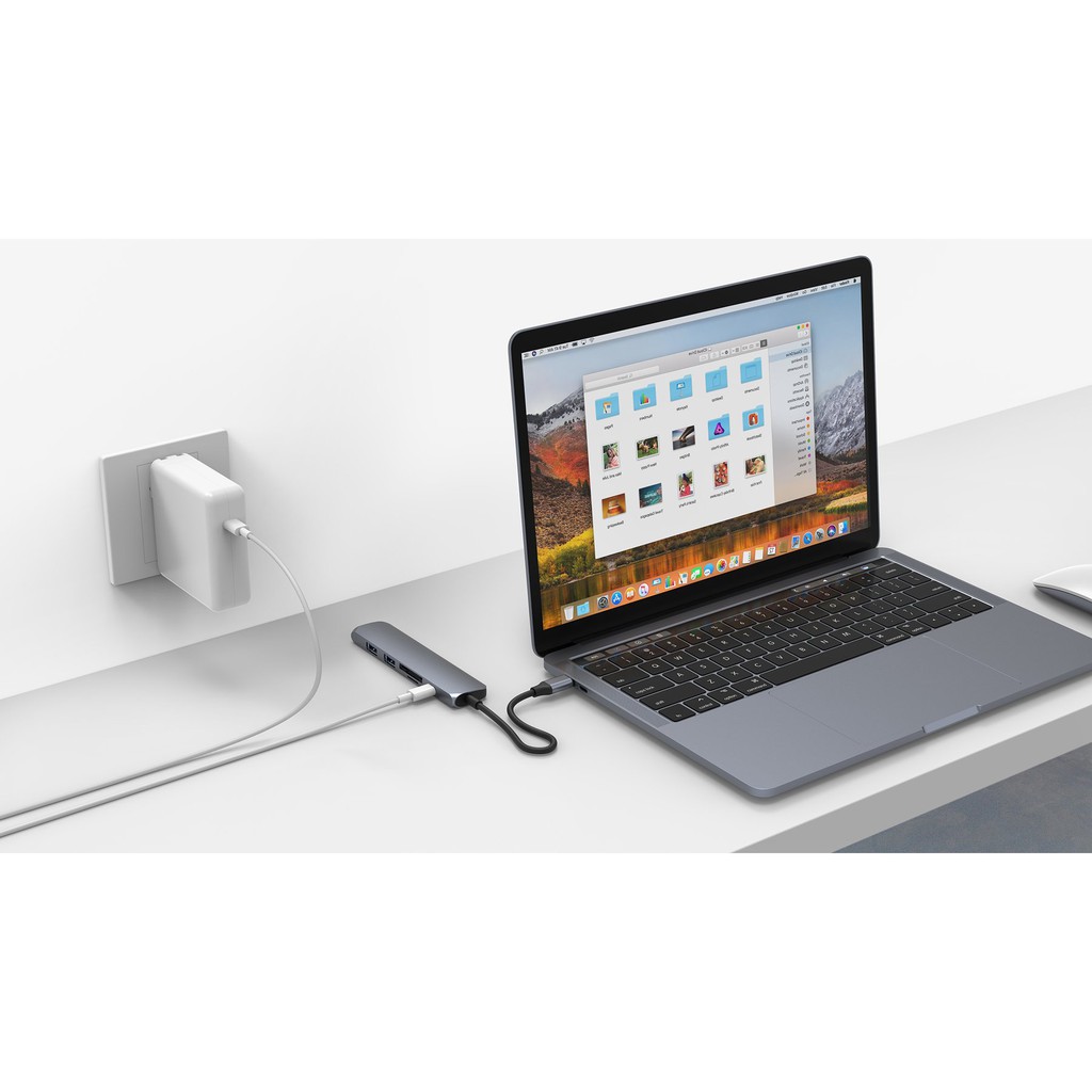 Hub Chia Cổng HYPER HyperDrive Bar 6 in 1 USB-C Sang HDMI 4K USB-C Power Delivery PD USB 3.0 SD Micro SD - HD22E