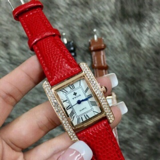 [9K FOLLOW SHOP 22.04]ĐỒNG HỒ WWOOR  NỮ VUÔNG VIỀN ĐÁ SIZE 34MM DÂY DA CAO CẤP