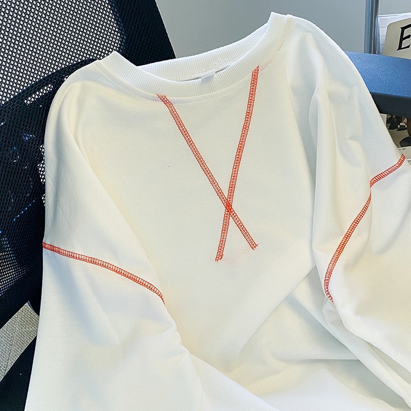 ZHELIHANGFEI Áo Thun Sweater Tay Dài Dáng Rộng Dễ Phối Đồ