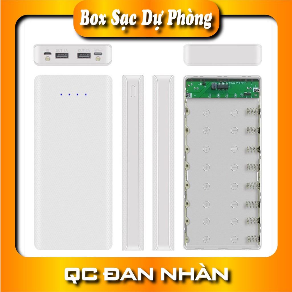 Box sạc dự phòng 8 cell, hộp sạc dự phòng 8 pin KHÔNG KÈM PIN