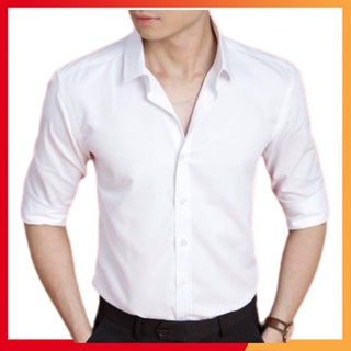 Áo Sơ Mi Nam Trắng Cotton Lụa Dài Tay Công Sở