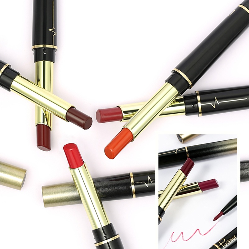 Son Môi Kiêm Bút Kẻ Viền Môi Hai Đầu Màu Lì Chống Thấm Nước Thương Hiệu brroa