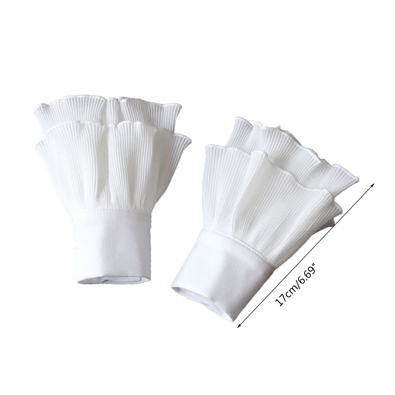 San * Găng Tay Giả Xếp Nếp Xếp Nếp Màu Trơn Có Thể Tháo Rời Phong Cách Nhật Bản Cho Nữ W