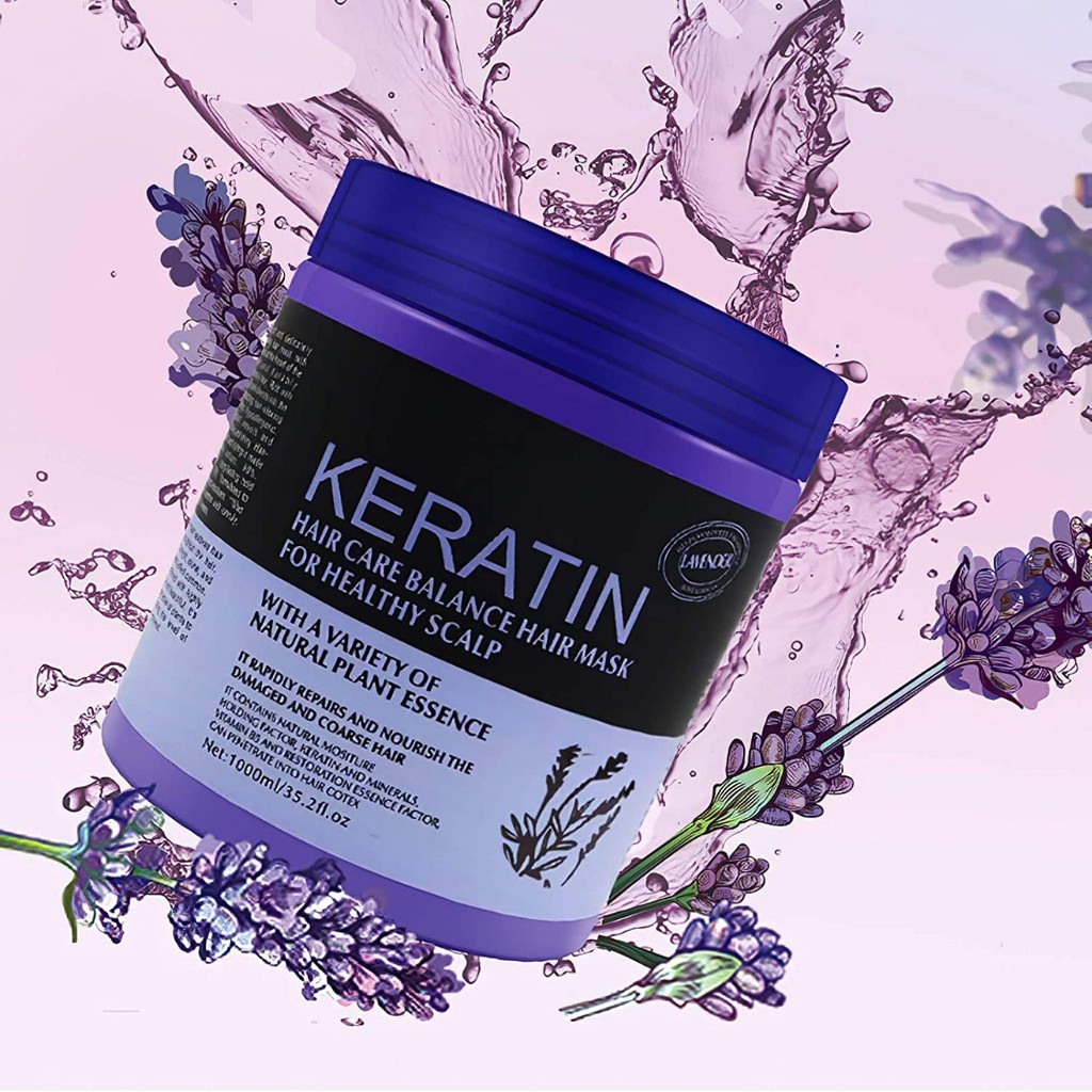 Kem Ủ Tóc KERATIN COLLAGEN 1000ML LAVENDER BRAZIL NUT - Ủ Hấp Tóc Cung Cấp Dưỡng Chất KERATIN Tự Nhiên