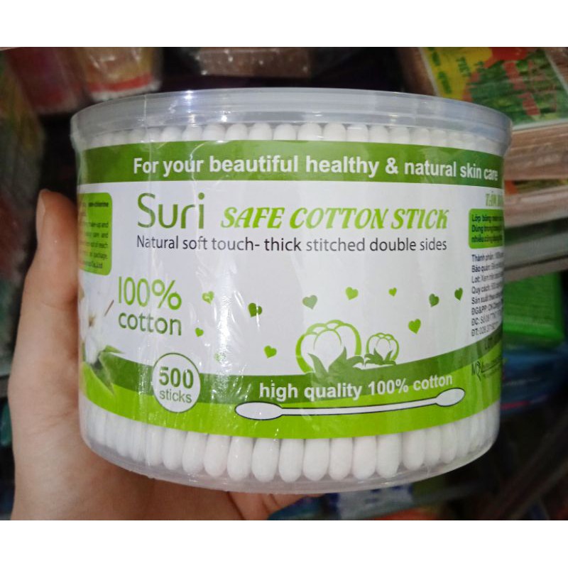 Bông tăm ráy tai Suri lõi gỗ hộp 500 cây