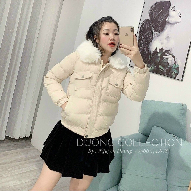 Áo phao cao cấp siêu nhẹ mũ lông sang đẹp